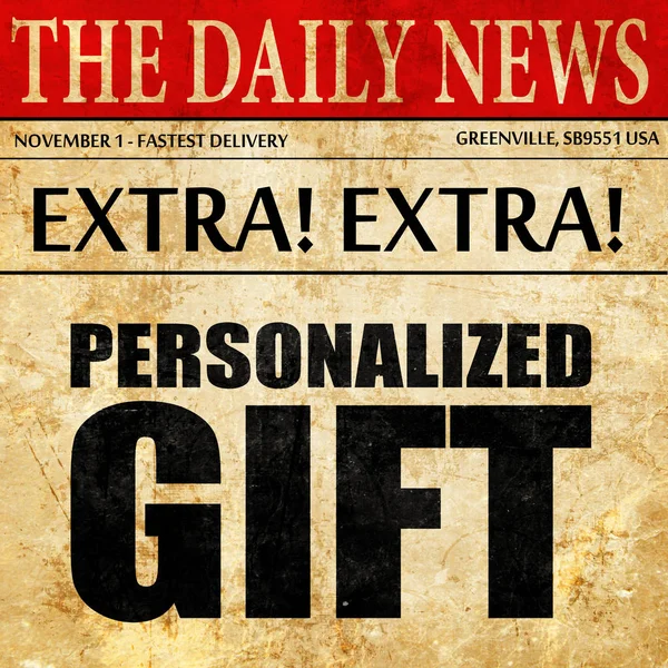 personalized gift, newspaper article text