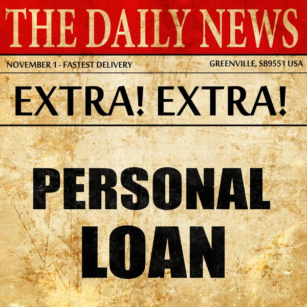 Personal loan, newspaper article text — Stock Photo, Image