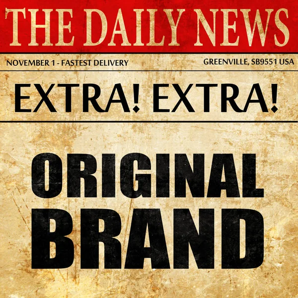 Original brand, newspaper article text — Stock Photo, Image