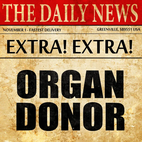 Donneur d'organe, article de journal texte — Photo