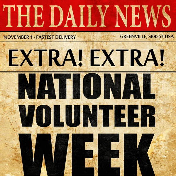 Εθνική εβδομάδα εθελοντή, κείμενο άρθρου εφημερίδας — Φωτογραφία Αρχείου