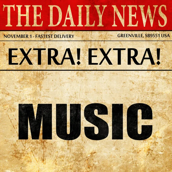Music, newspaper article text — Stock Photo, Image