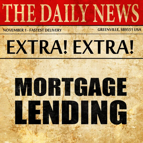 Mortgage lending, newspaper article text — Stock Photo, Image