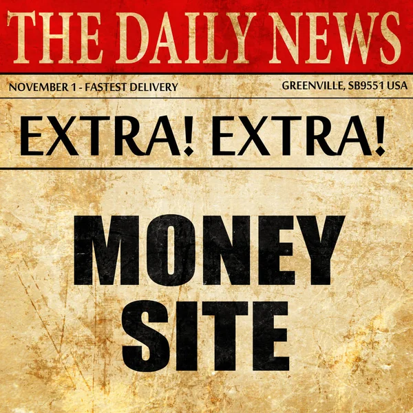Site de dinheiro, artigo de jornal texto — Fotografia de Stock