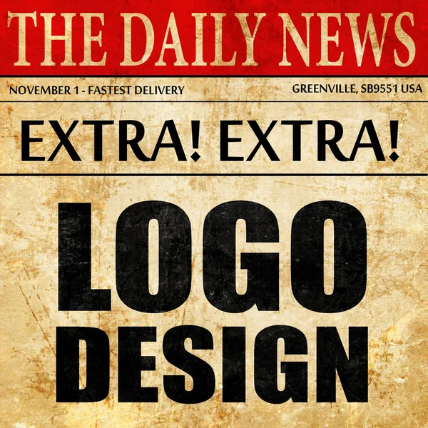 Logo tasarımı, gazete makale metni — Stok fotoğraf