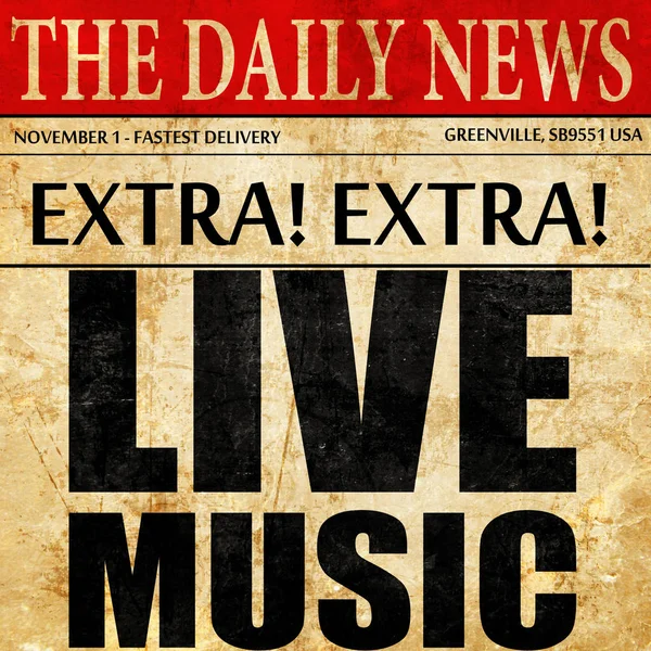 Música ao vivo, artigo de jornal texto — Fotografia de Stock