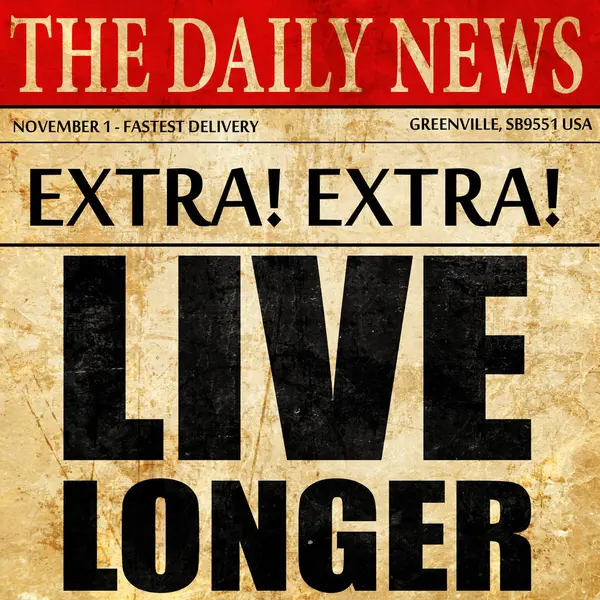 Leven langer, krant artikel tekst — Stockfoto