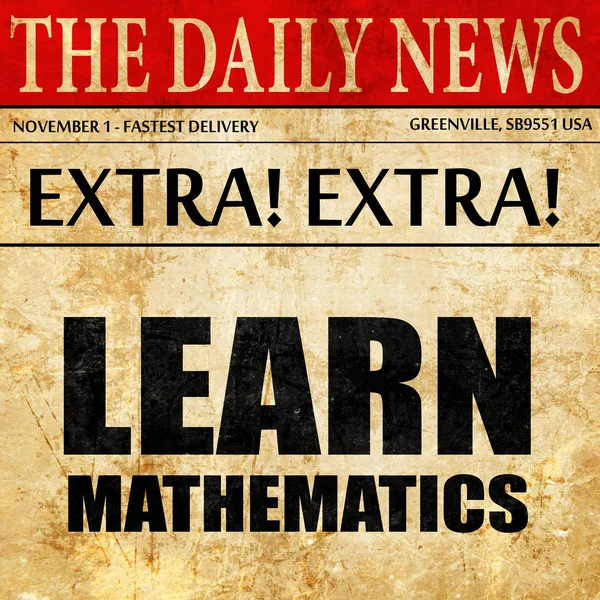 Вивчити математику, текст статті газети — стокове фото