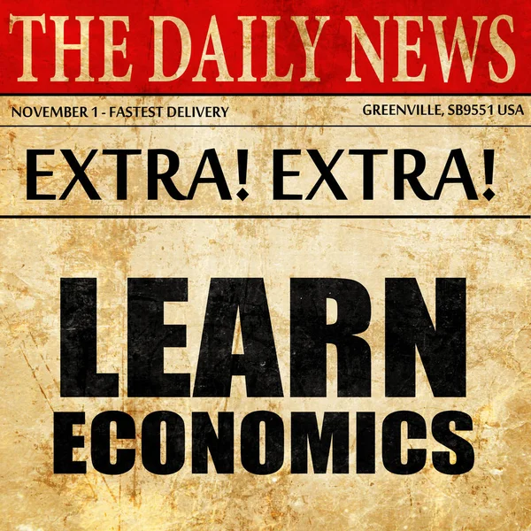 Pelajari ekonomi, teks artikel surat kabar — Stok Foto