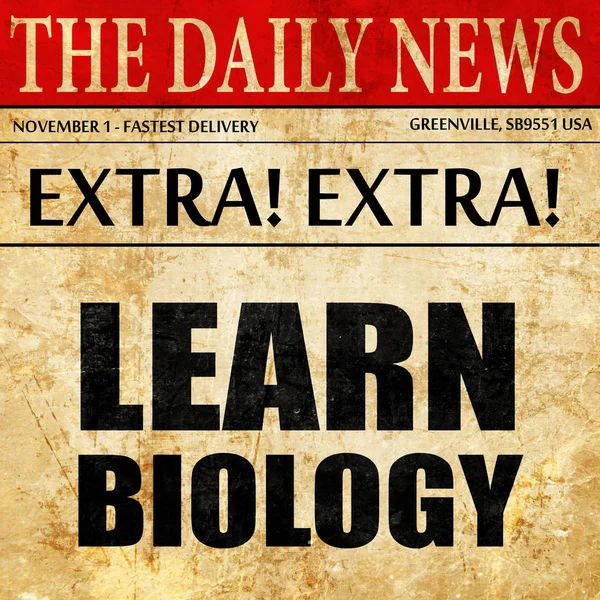 Learn biology, newspaper article text — Stock Photo, Image