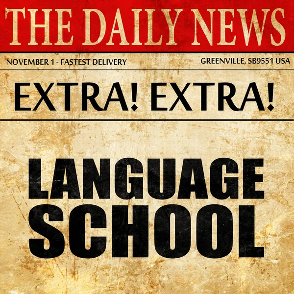 Bir dil okulu, gazete makale metni — Stok fotoğraf