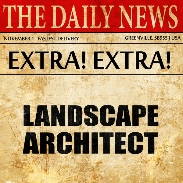 Arquitecto paisajista, artículo de periódico texto — Foto de Stock