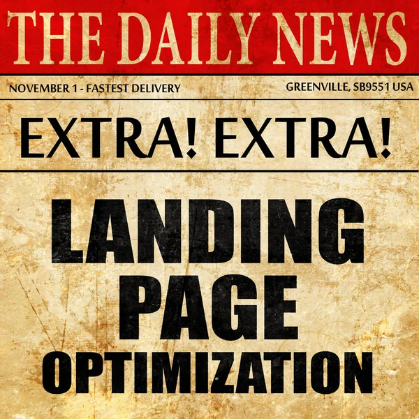 Landing page optimization, newspaper article text — Stock Photo, Image