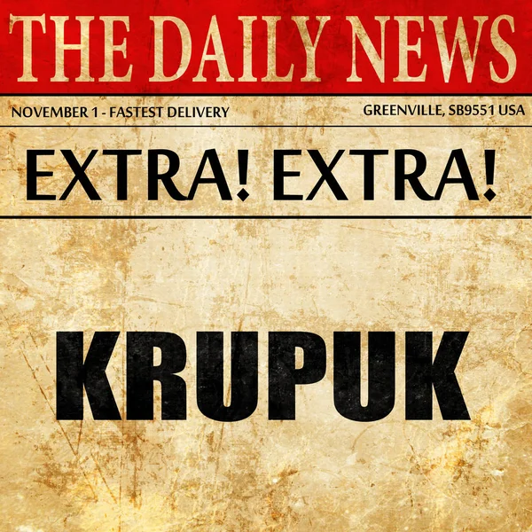 "krupuk ", testo dell'articolo di giornale — Foto Stock
