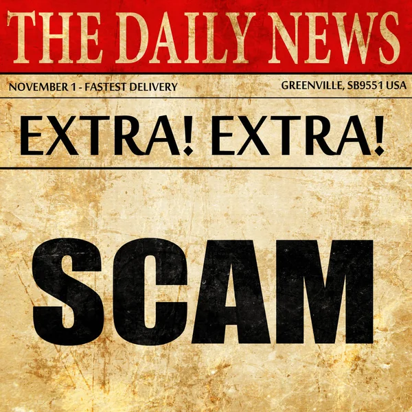 Scam, newspaper article text — Stock Photo, Image