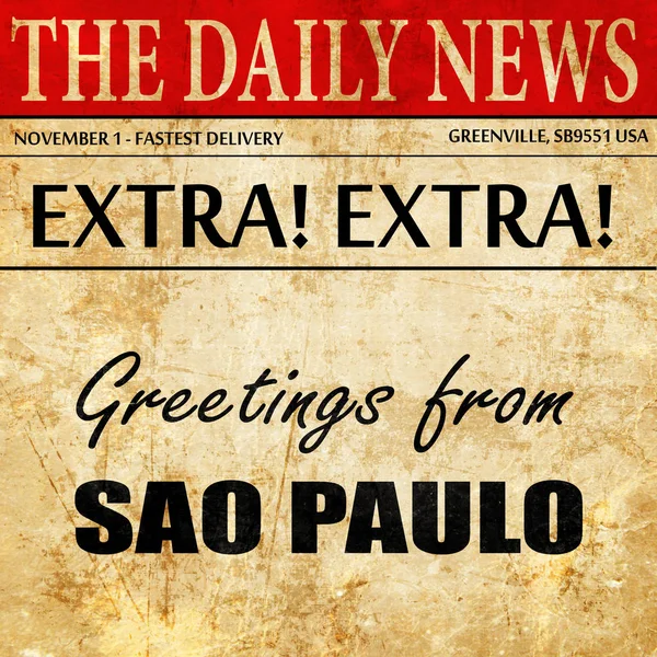 Salutations de sao paulo, texte de l'article de journal — Photo