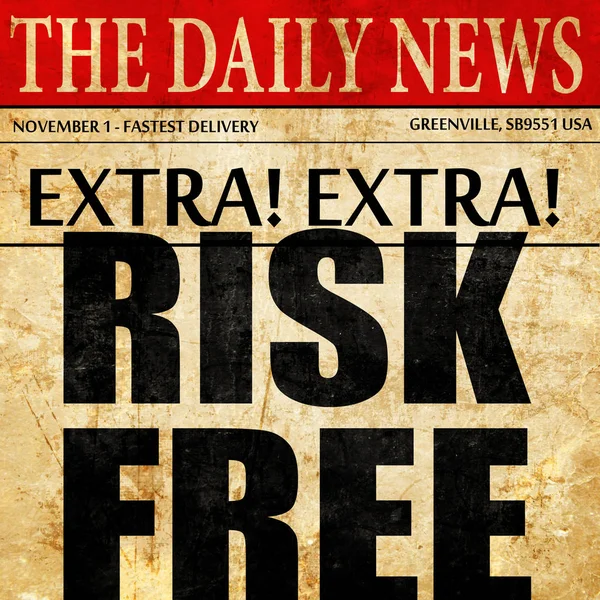 Libre de riesgo, texto del artículo de periódico —  Fotos de Stock