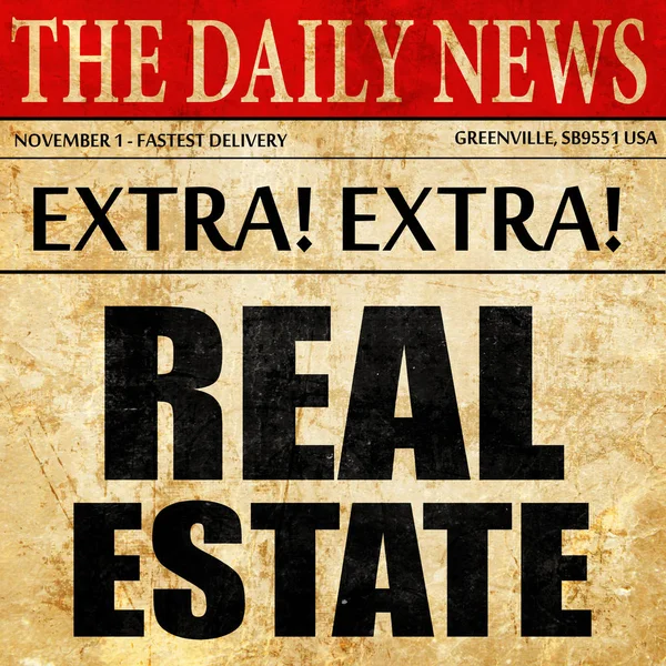 Κείμενο άρθρου εφημερίδας Real estate — Φωτογραφία Αρχείου