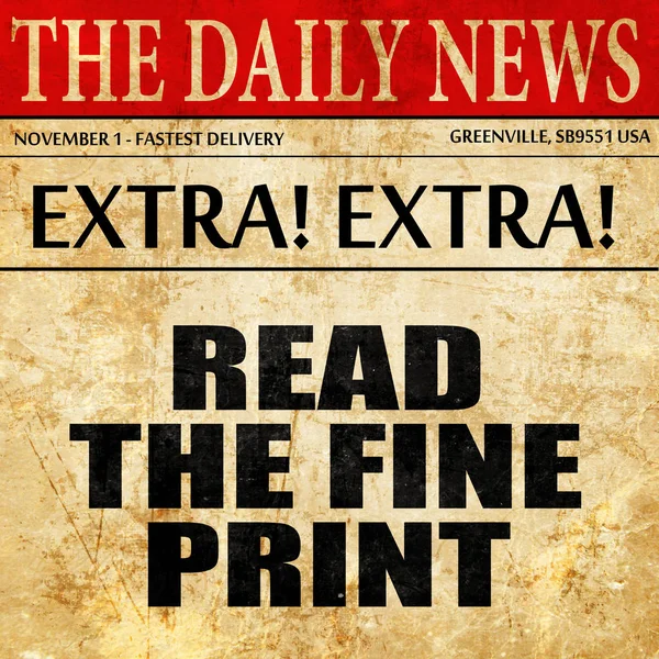 read the fine print, newspaper article text