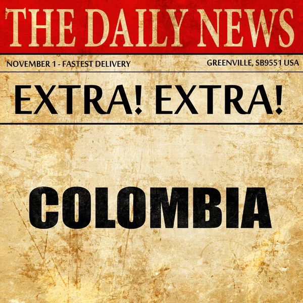 Saudações da colômbia, artigo de jornal texto — Fotografia de Stock