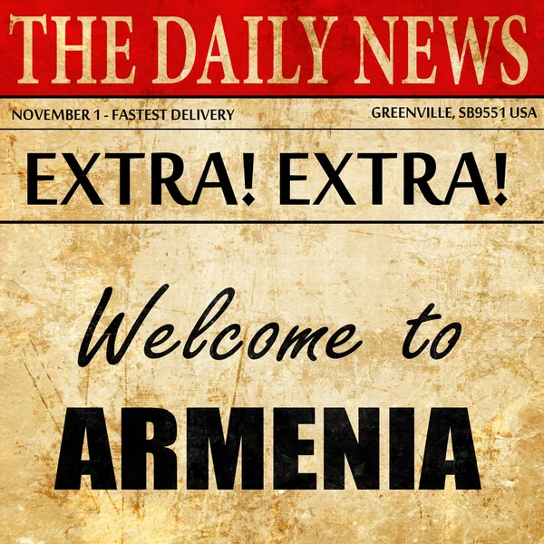 Bienvenido a armenia, texto del artículo del periódico — Foto de Stock