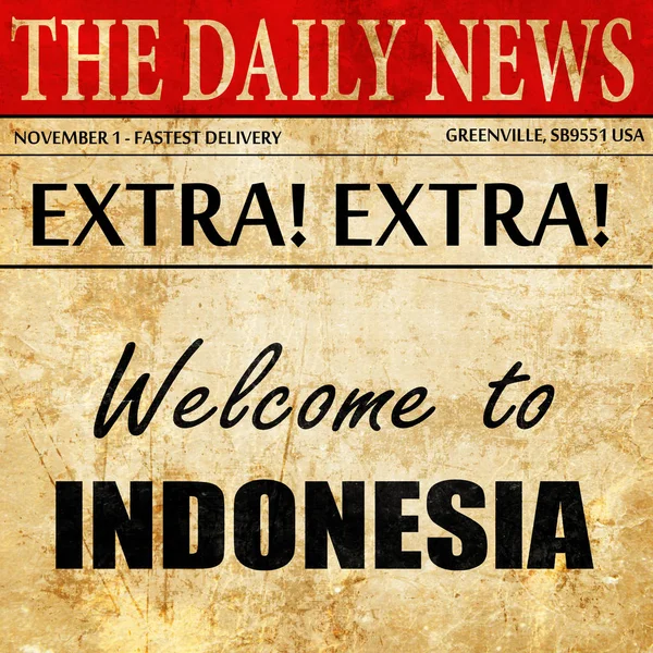 Bienvenido a indonesia, texto del artículo del periódico — Foto de Stock