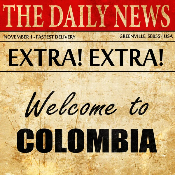 Bem-vindo à colômbia, artigo de jornal texto — Fotografia de Stock
