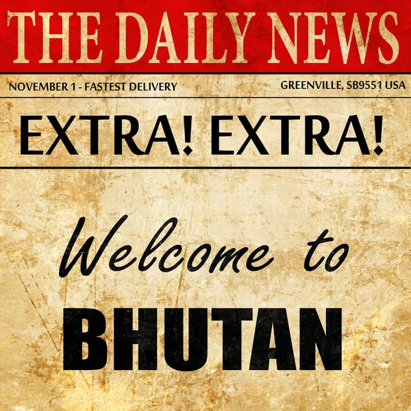 Bhutan, gazete madde metni hoş geldiniz — Stok fotoğraf