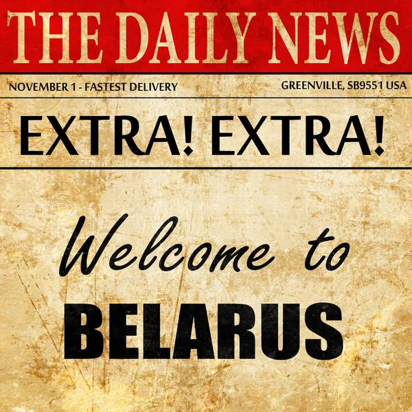 Bienvenue à Belarus, texte de l'article de journal — Photo