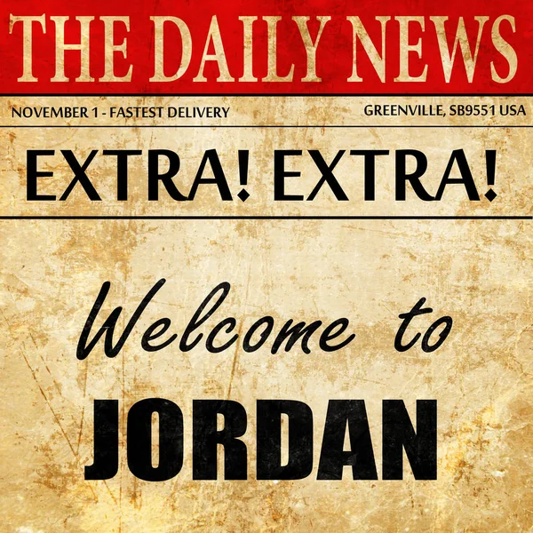 Bienvenido a Jordania, texto del artículo del periódico — Foto de Stock