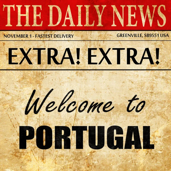 Welkom bij portugal, krant artikel tekst — Stockfoto