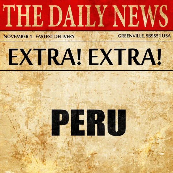 Saudações do peru, artigo de jornal texto — Fotografia de Stock