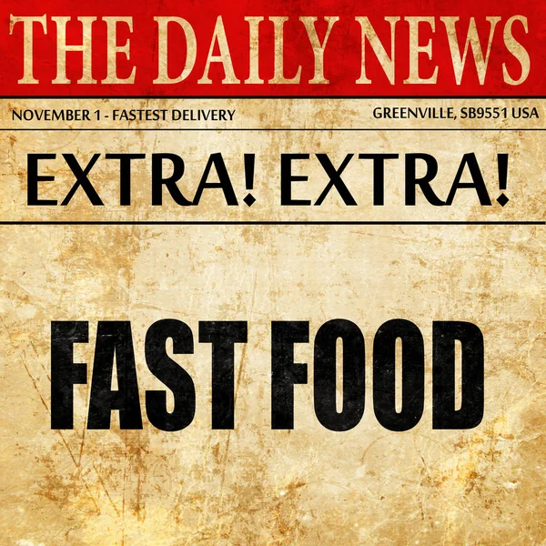 Heerlijke fastfood, krant artikel tekst — Stockfoto