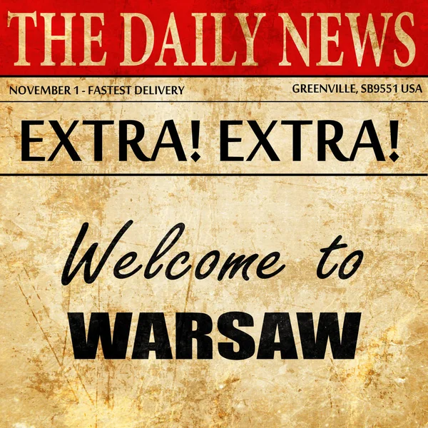 Bienvenue à warsaw, texte de l'article de journal — Photo