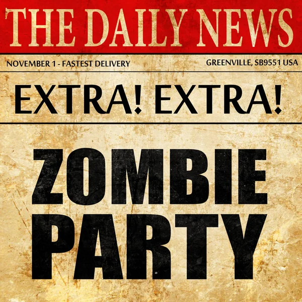 Zombie partij, krant artikel tekst — Stockfoto