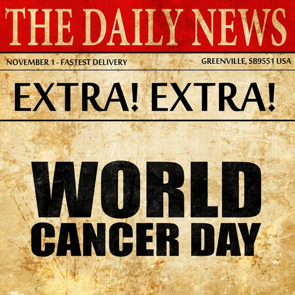 Werelddag voor kanker, krant artikel tekst — Stockfoto