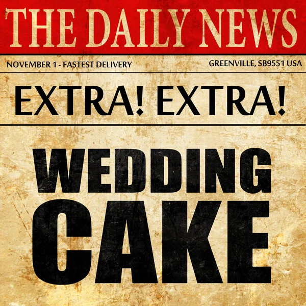 Весільний торт, текст статті газети — стокове фото