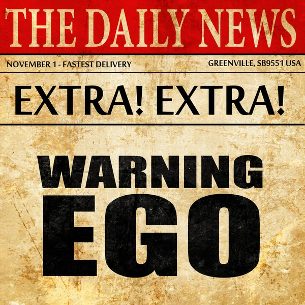 Varování ego, text článku novin — Stock fotografie