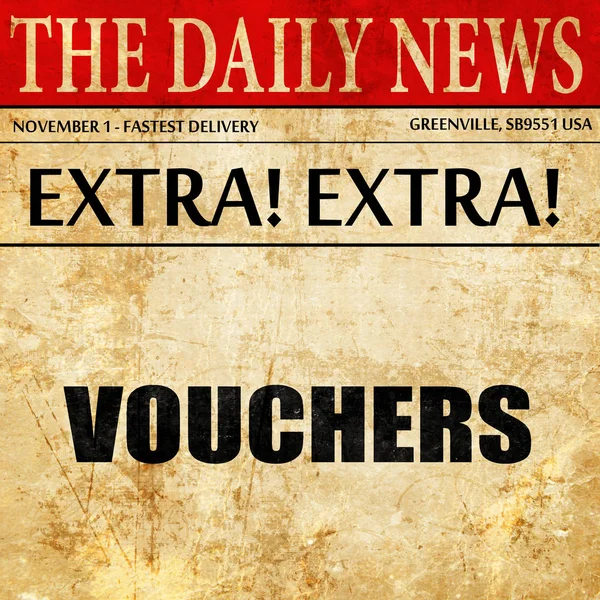 Vouchers, newspaper article text — Stock Photo, Image