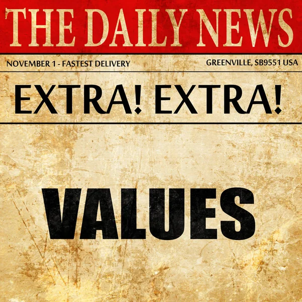Values, newspaper article text — Stock Photo, Image