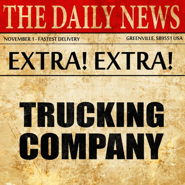 Εταιρεία με φορτηγά, κείμενο άρθρου εφημερίδας — Φωτογραφία Αρχείου