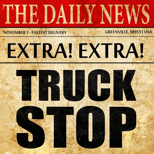 Σταματήσει φορτηγό, κείμενο άρθρου εφημερίδας — Φωτογραφία Αρχείου