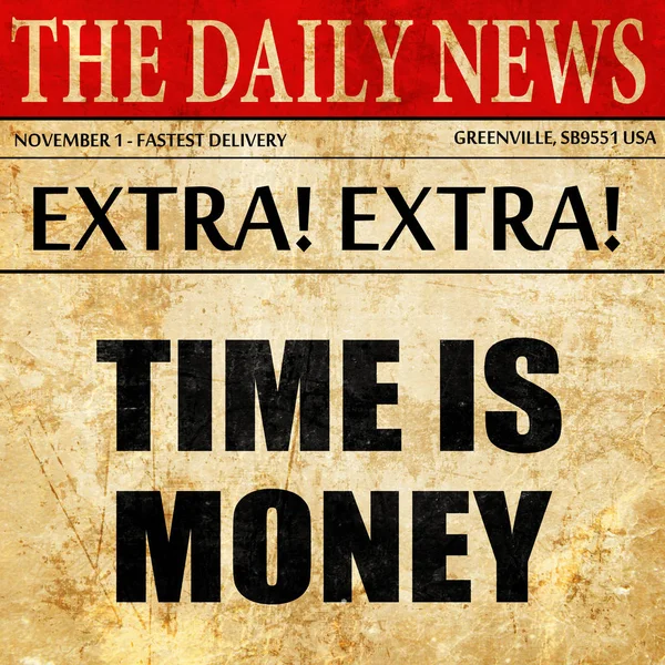 Час гроші, текст статті газети — стокове фото