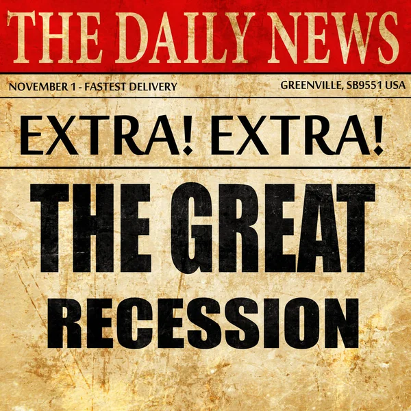 Recesszió jel háttér, újság cikk szövege — Stock Fotó
