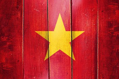Vintage Vietnam bayrağı grunge ahşap panel