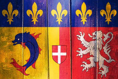 Vintage Rhone alpes bayrak grunge ahşap panel
