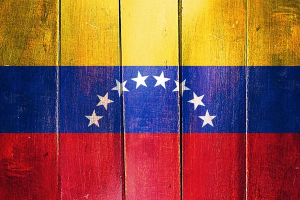 Drapeau Venezuela Vintage sur panneau en bois grunge — Photo