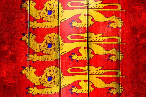 Vintage normanna superiore, bandiera haute normandie su grunge pa in legno — Foto Stock