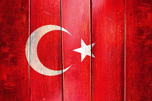 Vintage Turkey  flag on grunge wooden panel — Stock Photo, Image