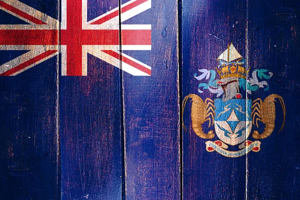 Bandera vintage Tristan da cunha en panel de madera grunge — Foto de Stock